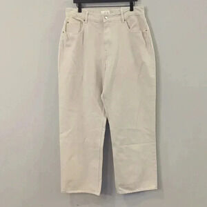 NWT H&M Cream Denim Pants Loose Wise Leg Straight‎ High Waist size 14
